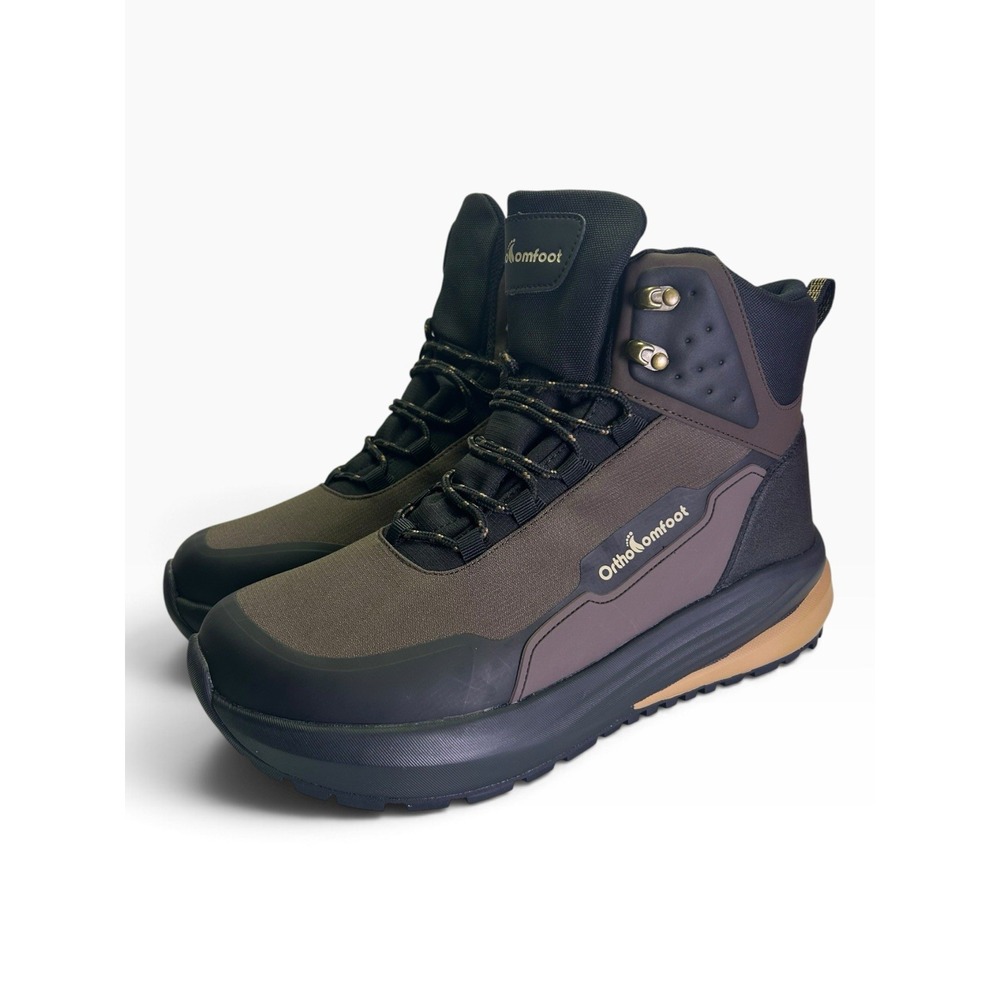 OrthoComfoot Mens Orthopedic Hiking Boots 11 W EU 44.5 Waterproof Brown NWB
